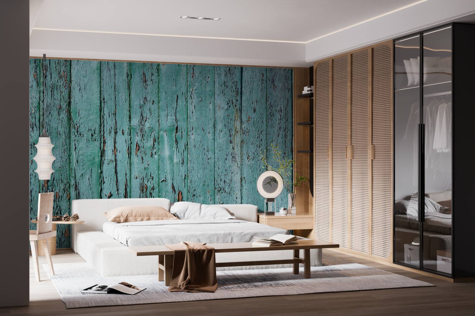 Fototapeta drevené dosky, maľované mätové, star