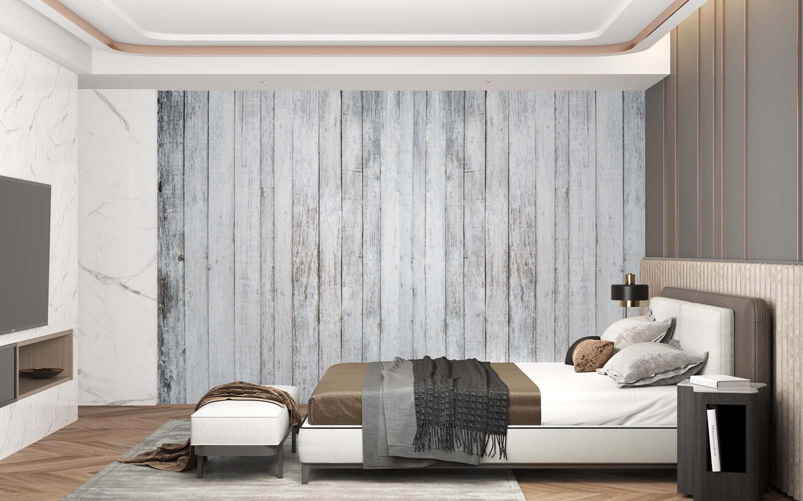 Fototapeta tenké palice zo svetlosivého dreva