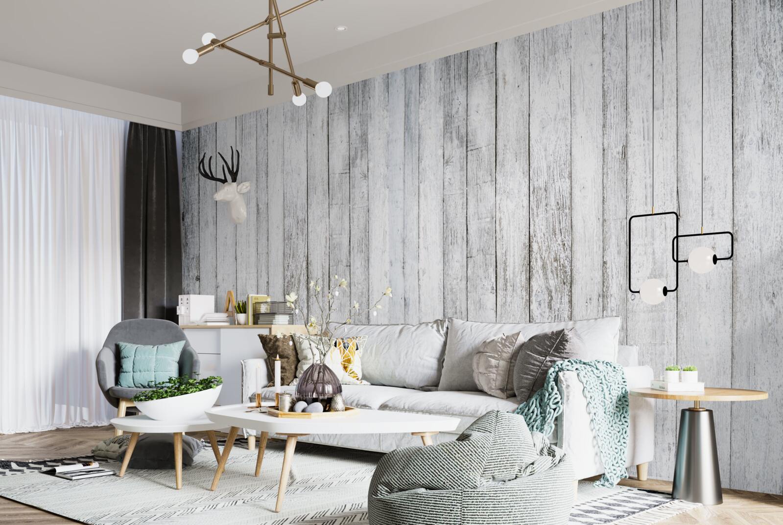 Fototapeta tenké palice zo svetlosivého dreva