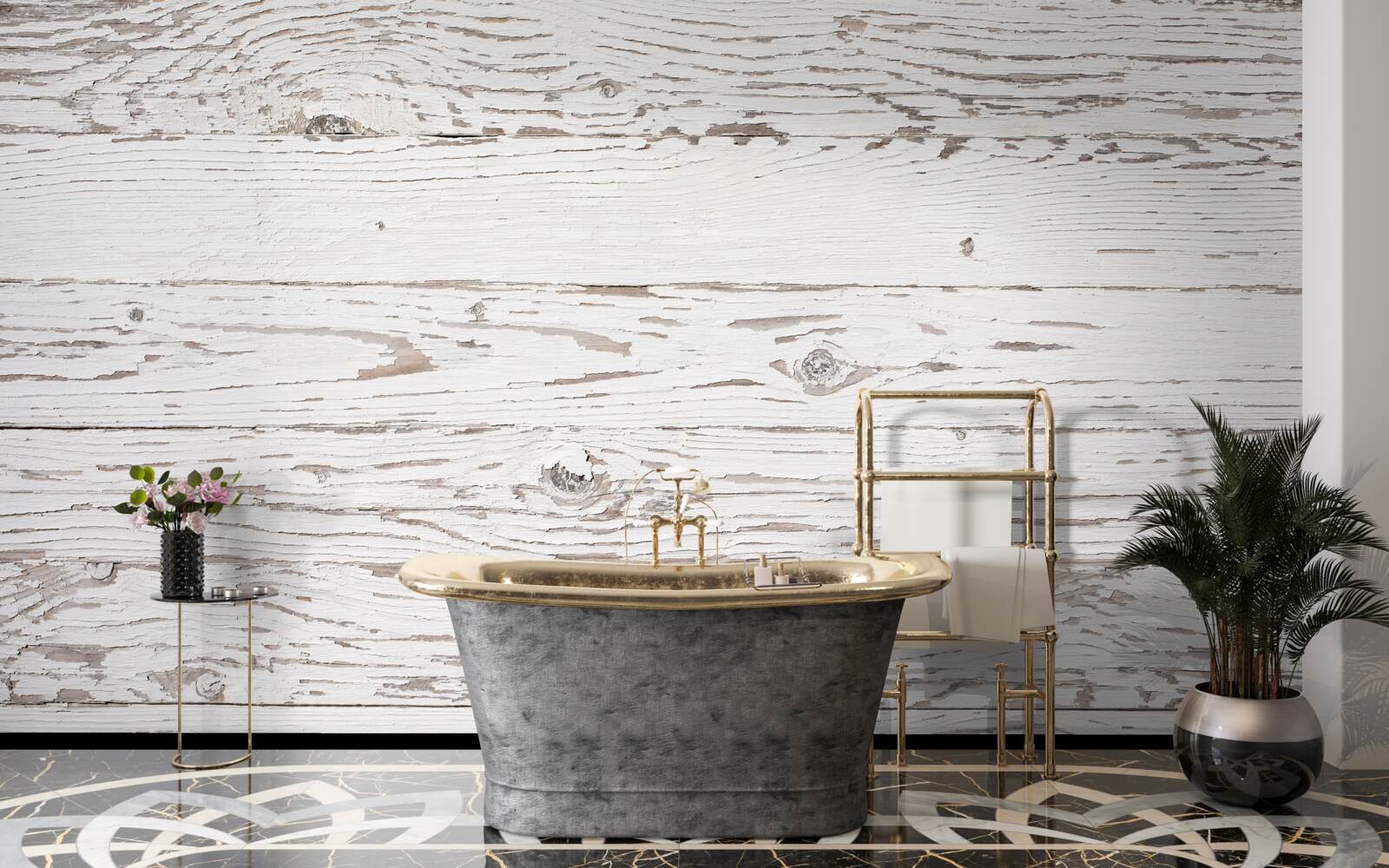 Fototapeta obielená, starožitná parketová doska