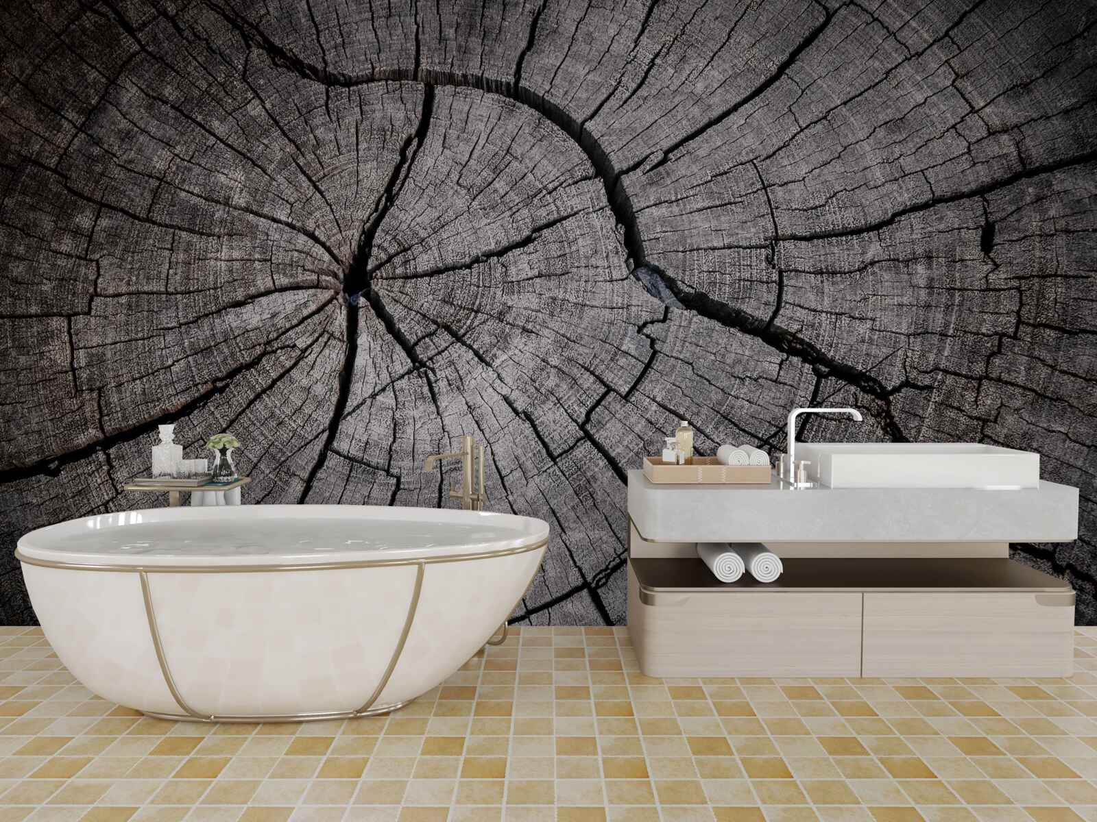 Fototapeta praskliny prechádzajú starým drevom