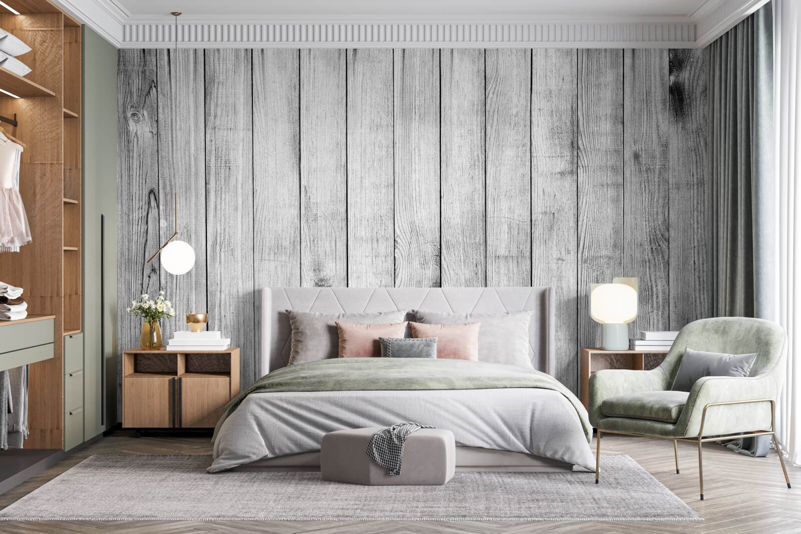 Fototapeta svetlošedá parketová doska