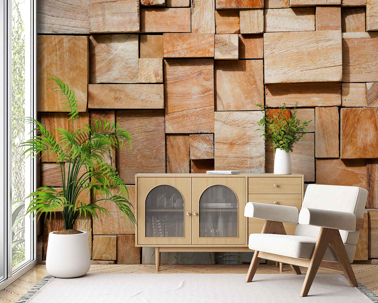 Fototapeta dekoračný výrobok z drevených úlomkov