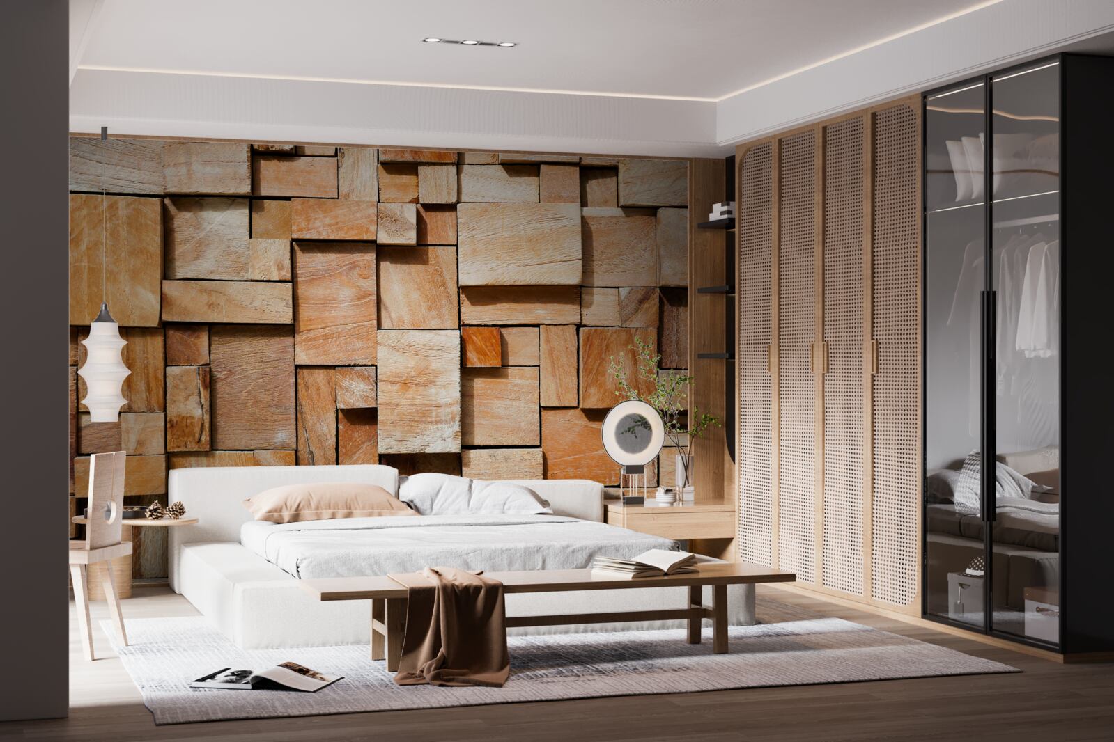 Fototapeta dekoračný výrobok z drevených úlomkov