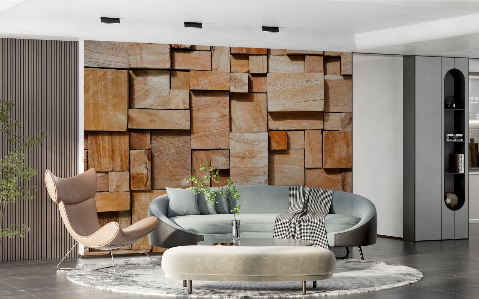 Fototapeta dekoračný výrobok z drevených úlomkov