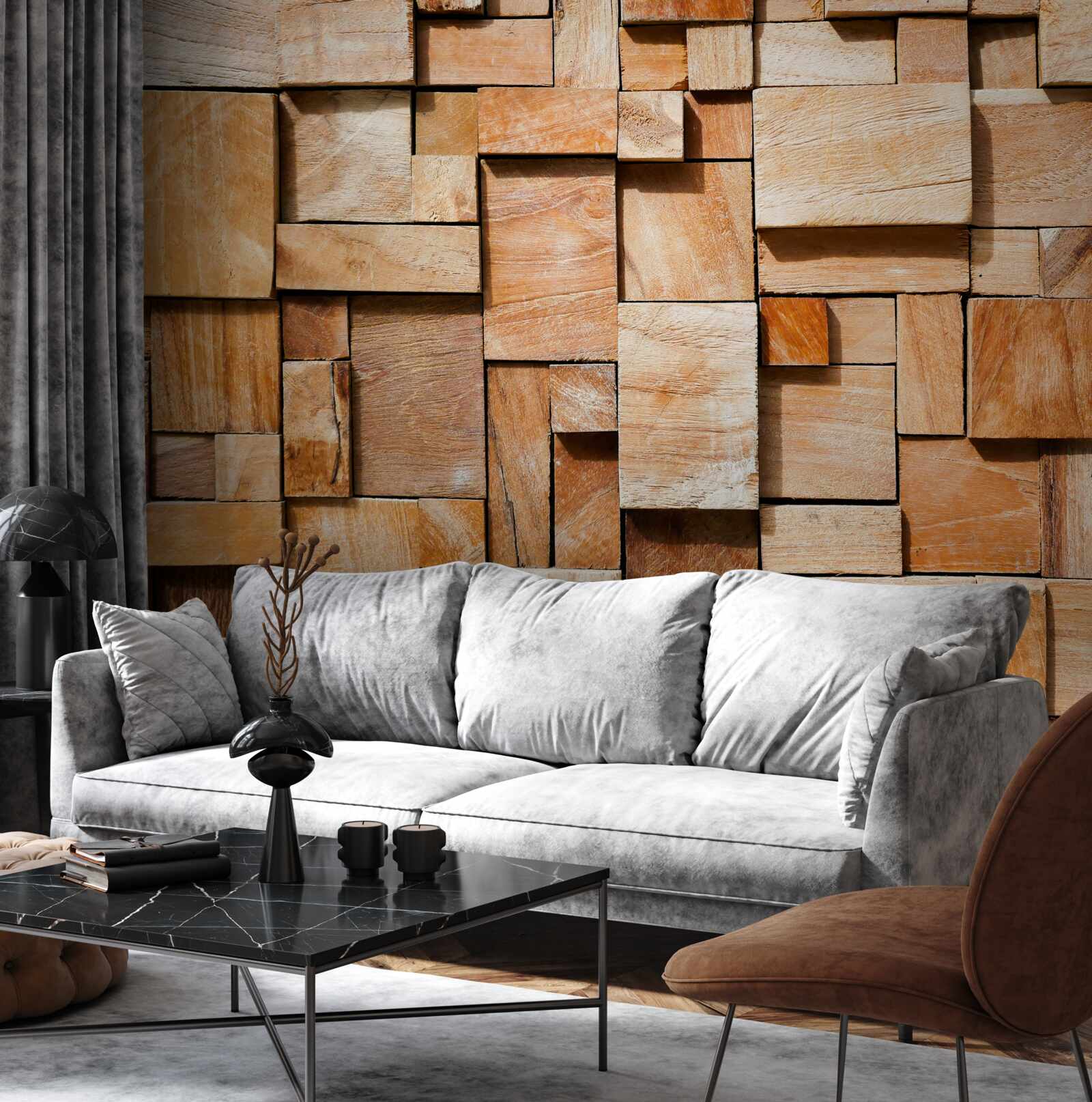 Fototapeta dekoračný výrobok z drevených úlomkov