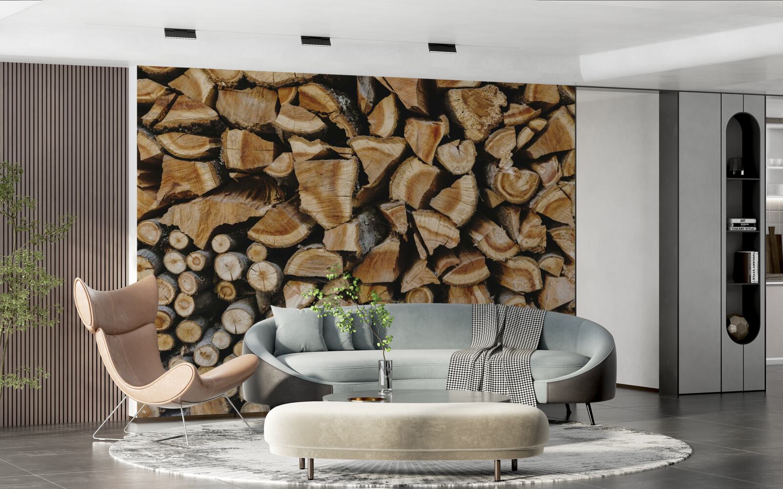 Fototapeta kusy dreva naskladané dohromady