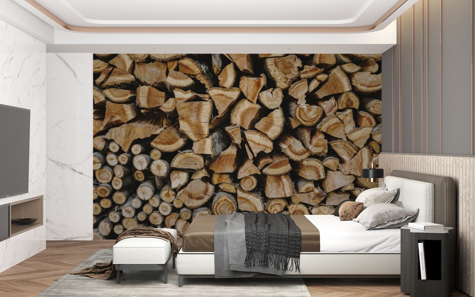 Fototapeta kusy dreva naskladané dohromady