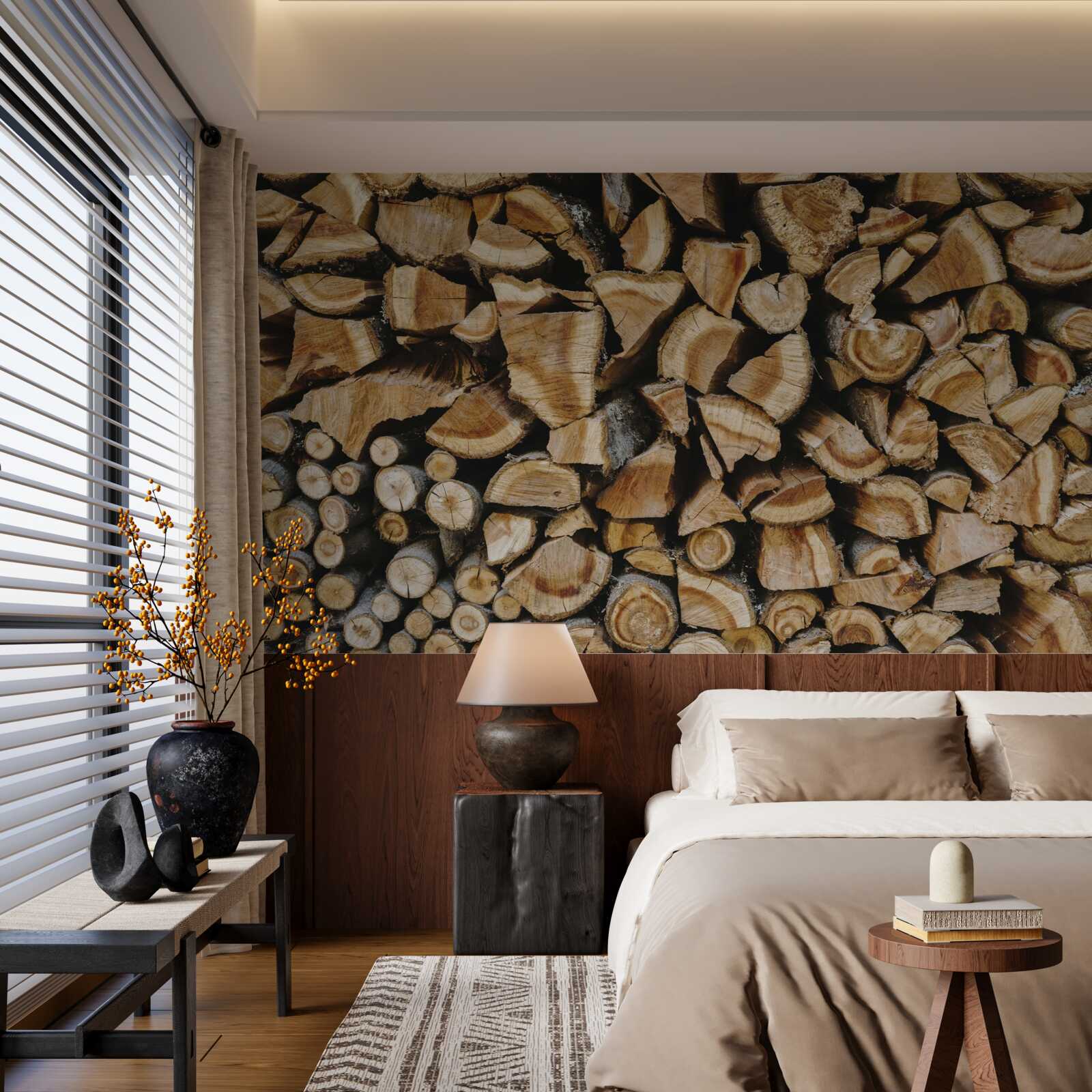 Fototapeta kusy dreva naskladané dohromady