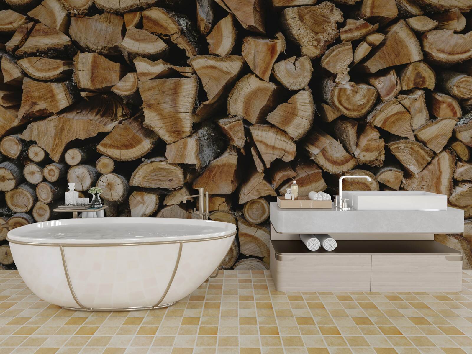 Fototapeta kusy dreva naskladané dohromady