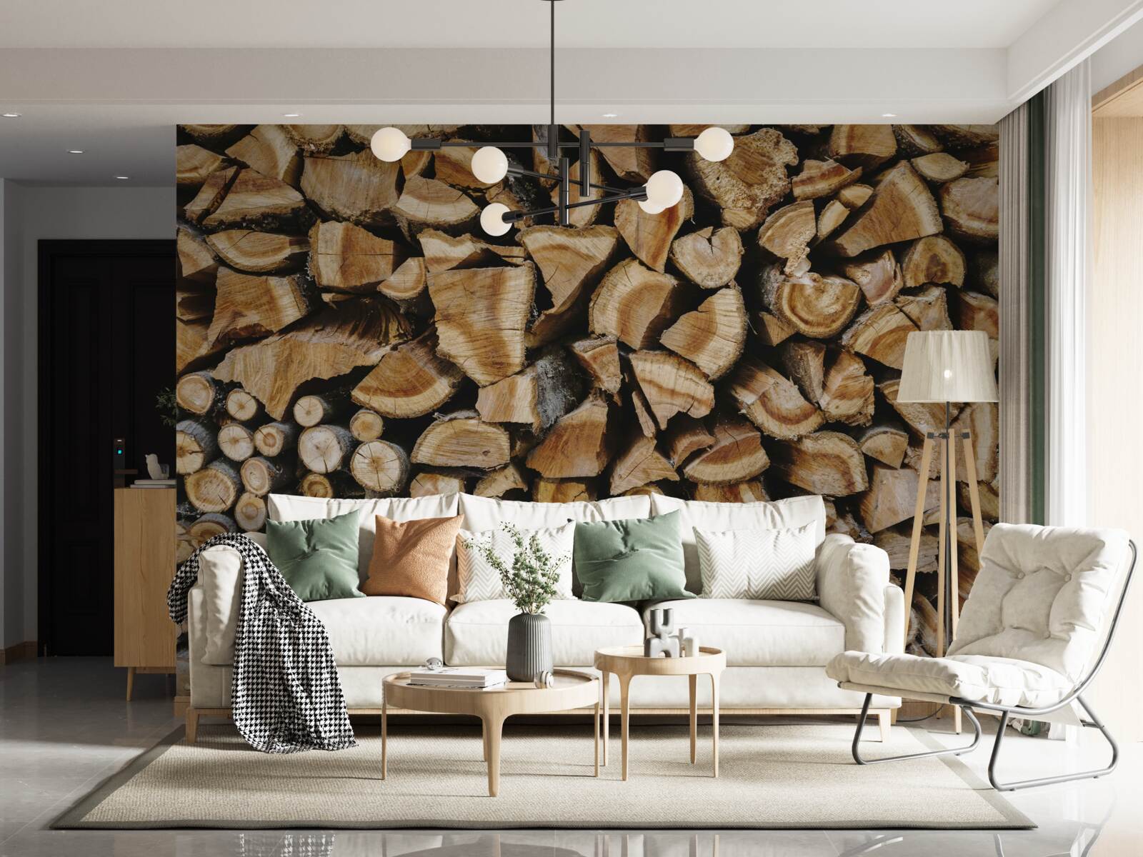 Fototapeta kusy dreva naskladané dohromady