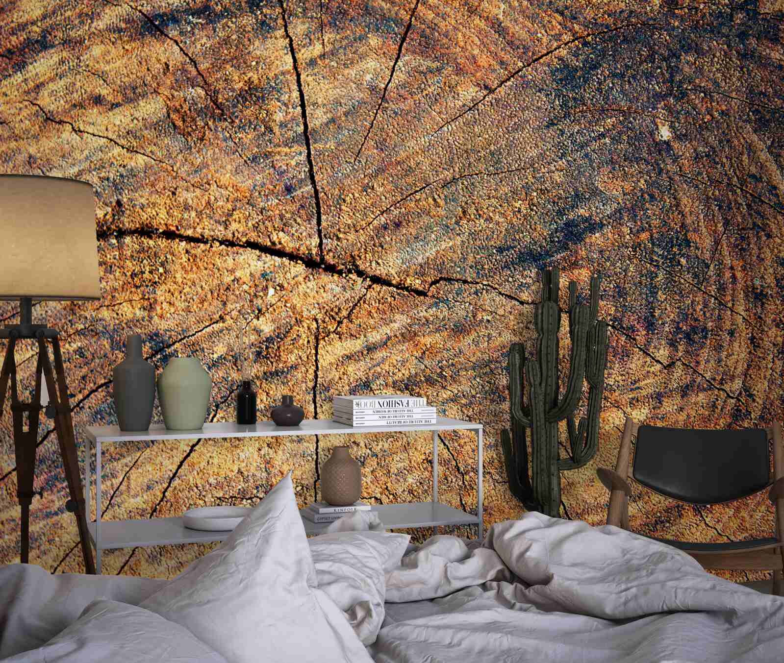 Fototapeta Reťaze života stromu na rezanom kmeni