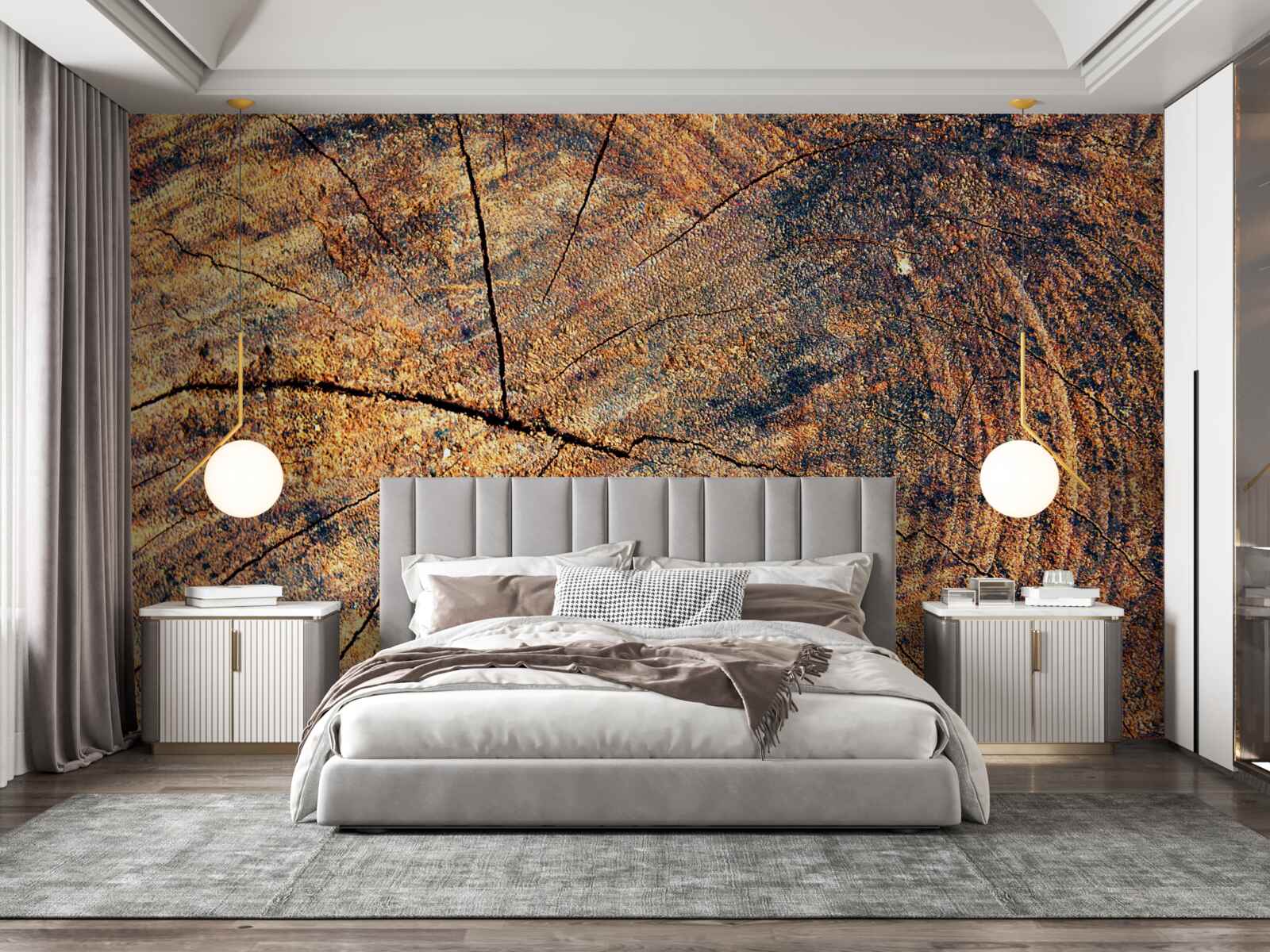 Fototapeta Reťaze života stromu na rezanom kmeni