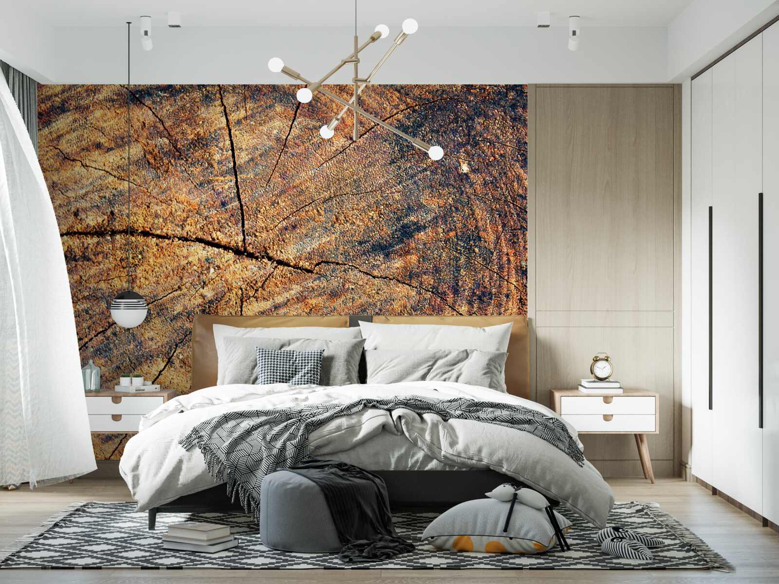 Fototapeta Reťaze života stromu na rezanom kmeni