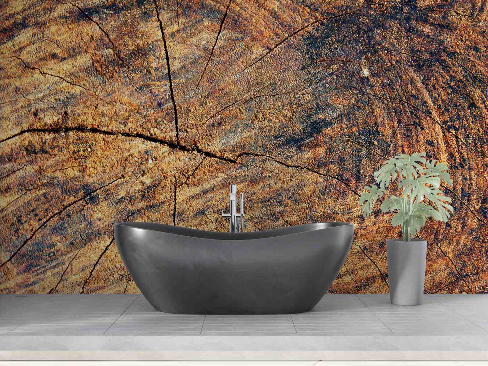 Fototapeta Reťaze života stromu na rezanom kmeni