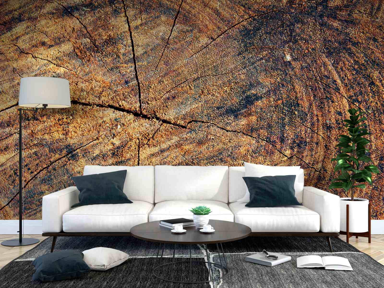 Fototapeta Reťaze života stromu na rezanom kmeni