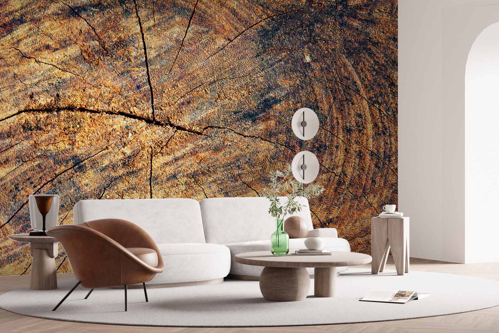 Fototapeta Reťaze života stromu na rezanom kmeni