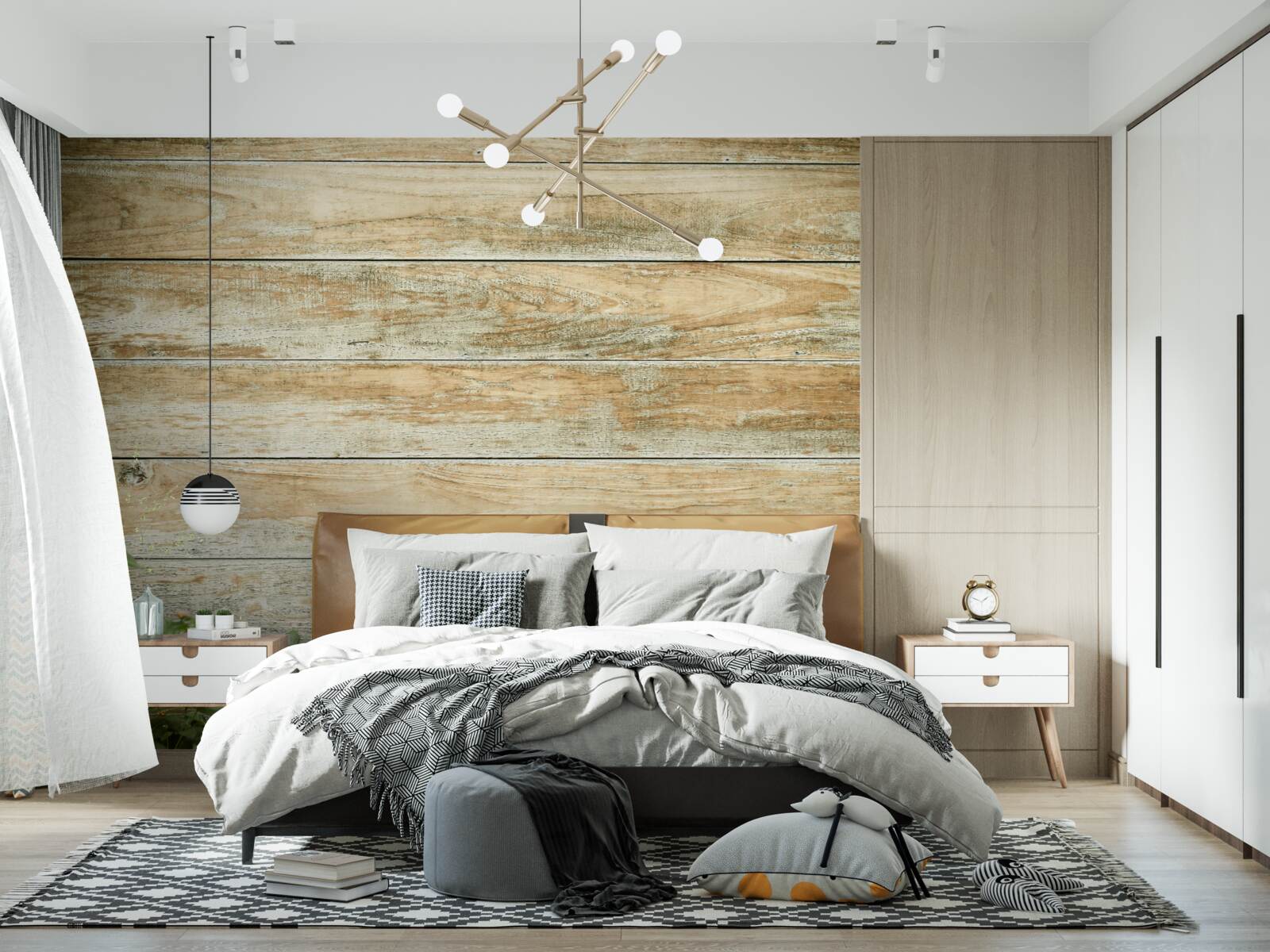 Fototapeta Na pozadí parketovej podlahy obklopenej zeleňou sú žlté kvety