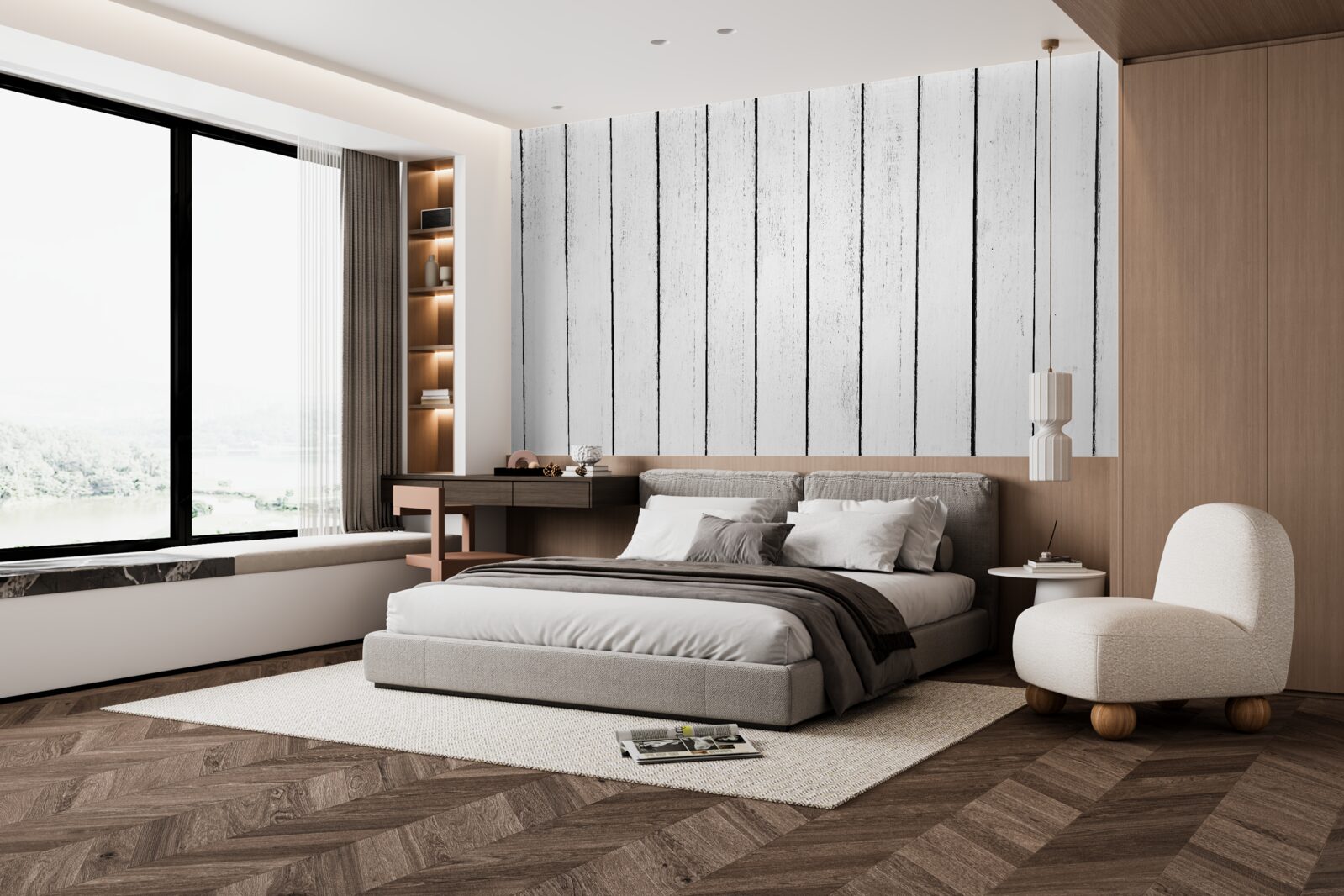 Fototapeta biela parketová doska