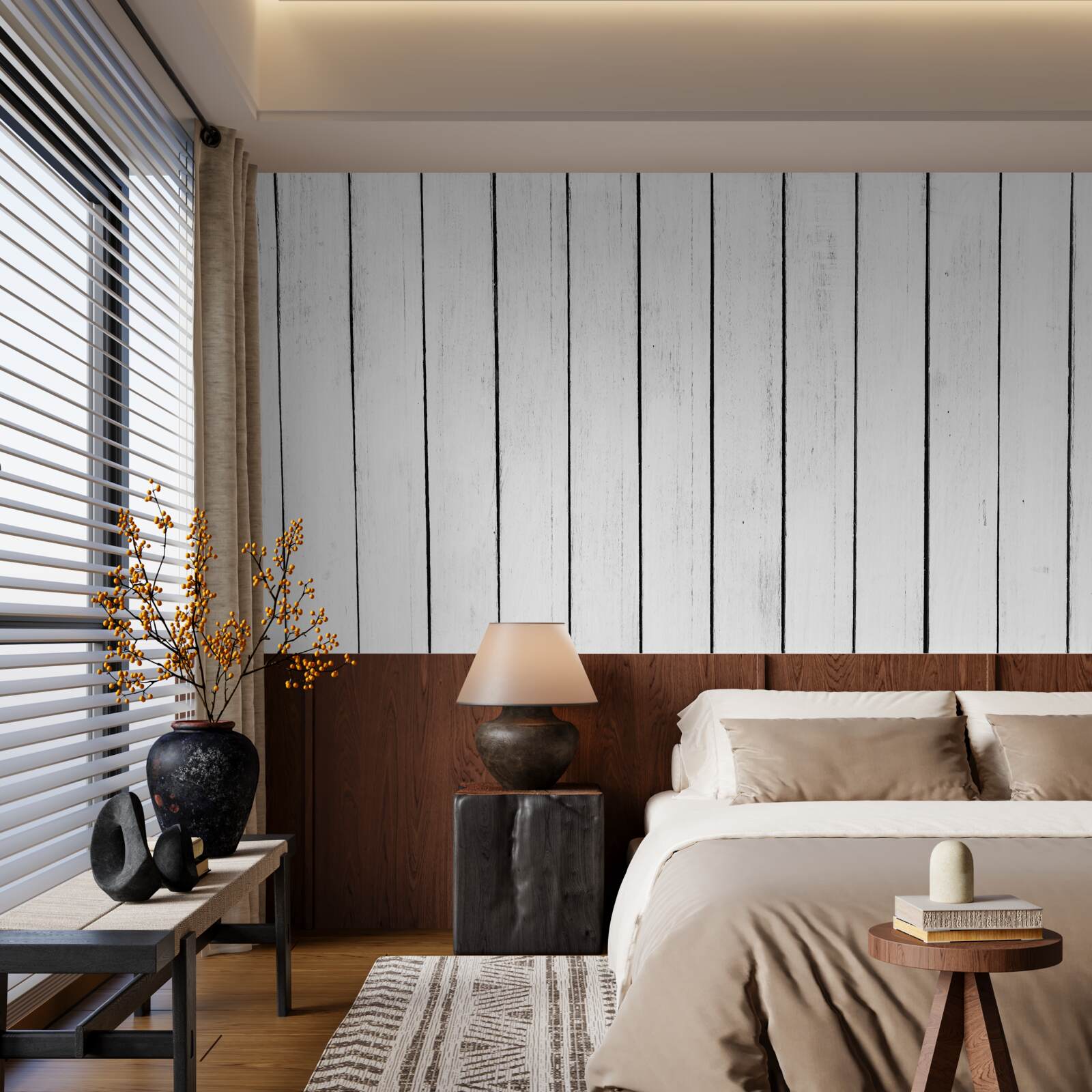 Fototapeta biela parketová doska