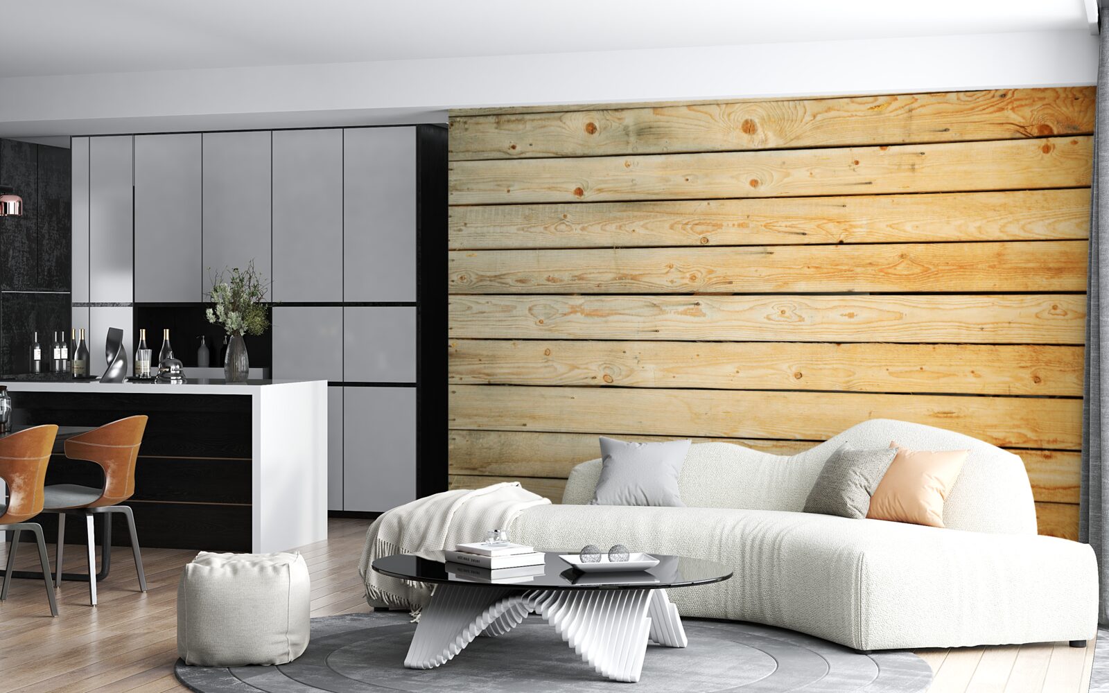 Fototapeta obušky zo svetlohnedého dreva