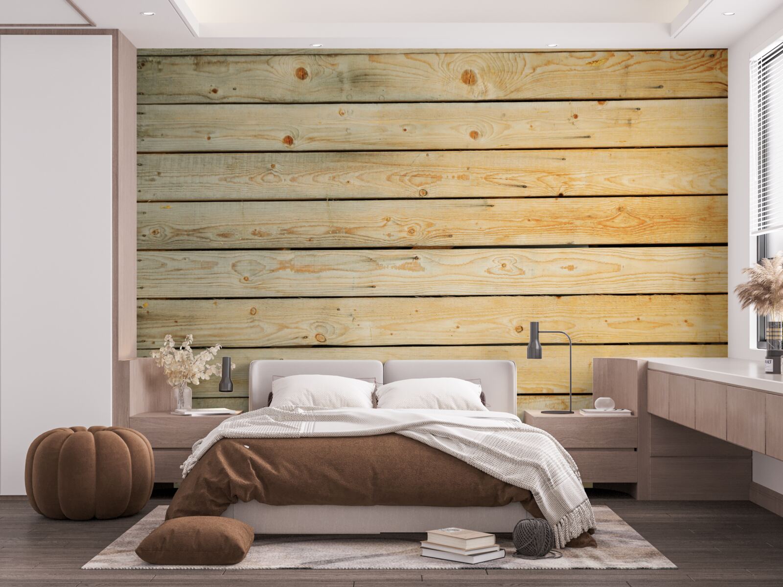 Fototapeta obušky zo svetlohnedého dreva