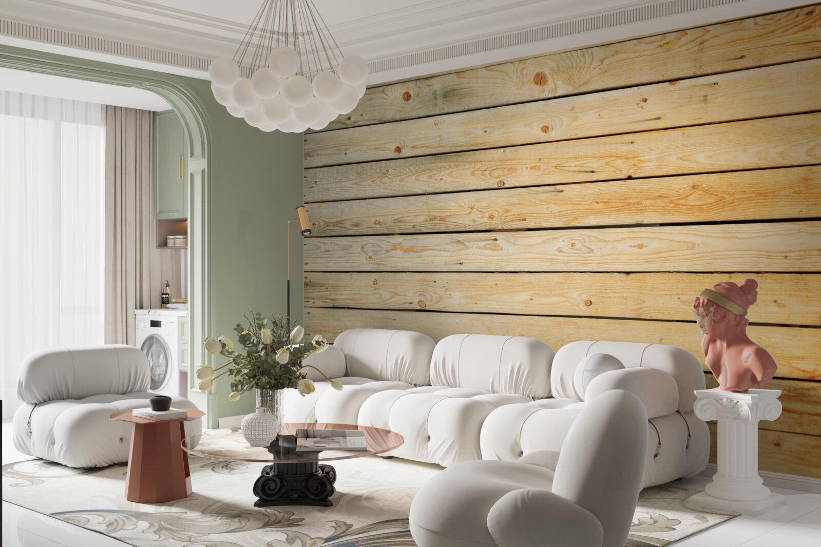 Fototapeta obušky zo svetlohnedého dreva