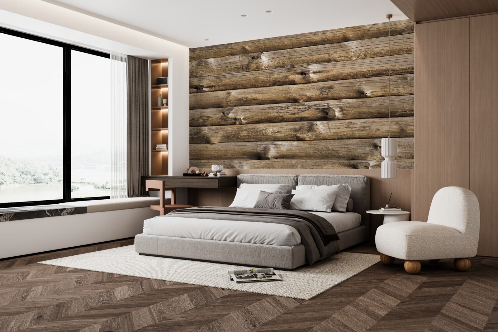 Fototapeta Stena z hnedých kmeňov