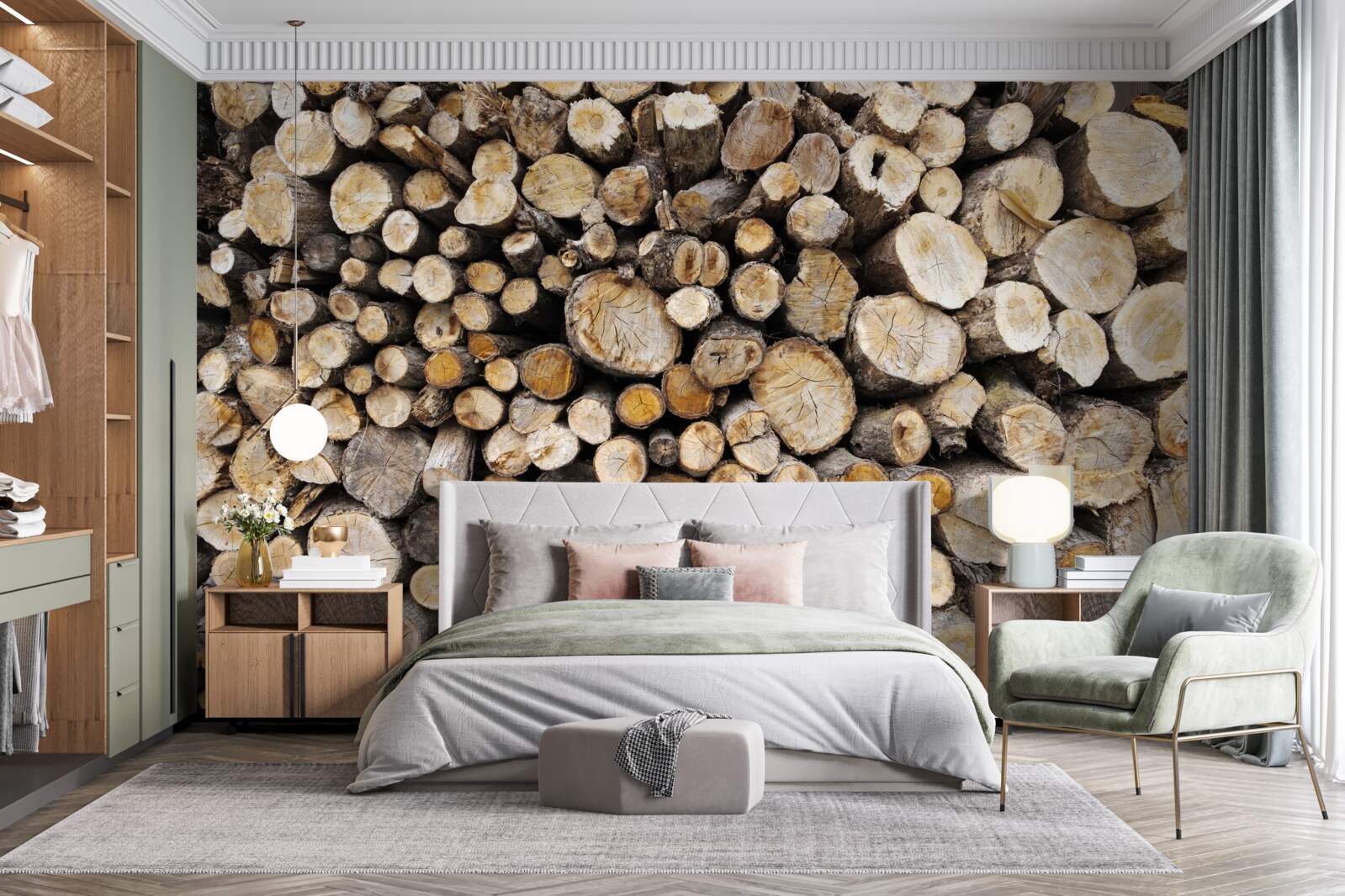 Fototapeta je veľa vyrúbaných stromov