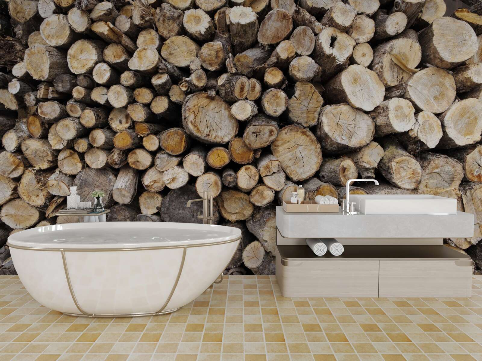 Fototapeta je veľa vyrúbaných stromov