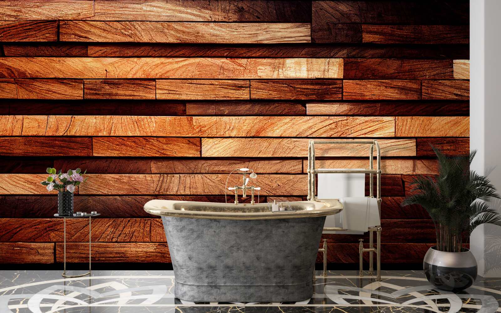 Fototapeta drevená stena zostavená z trámov