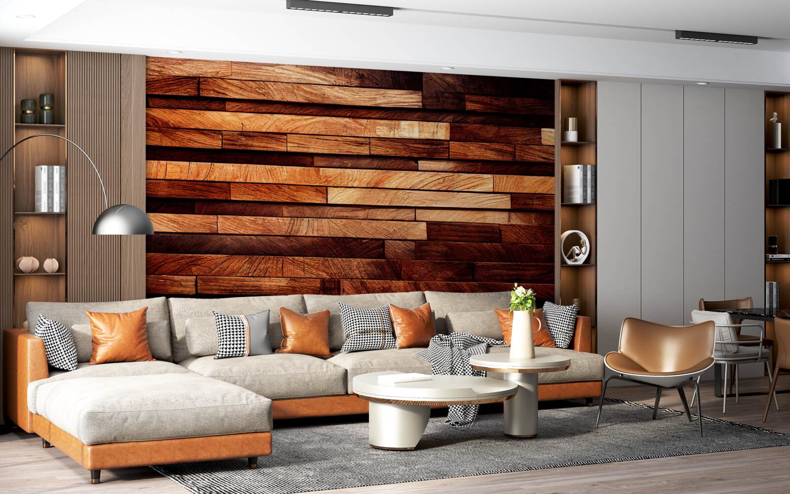 Fototapeta drevená stena zostavená z trámov