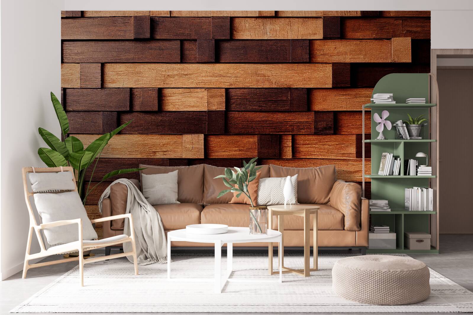 Fototapeta Stenu tvoria drevené trámy v odtieňoch tmavohnedej a svetlohnedej