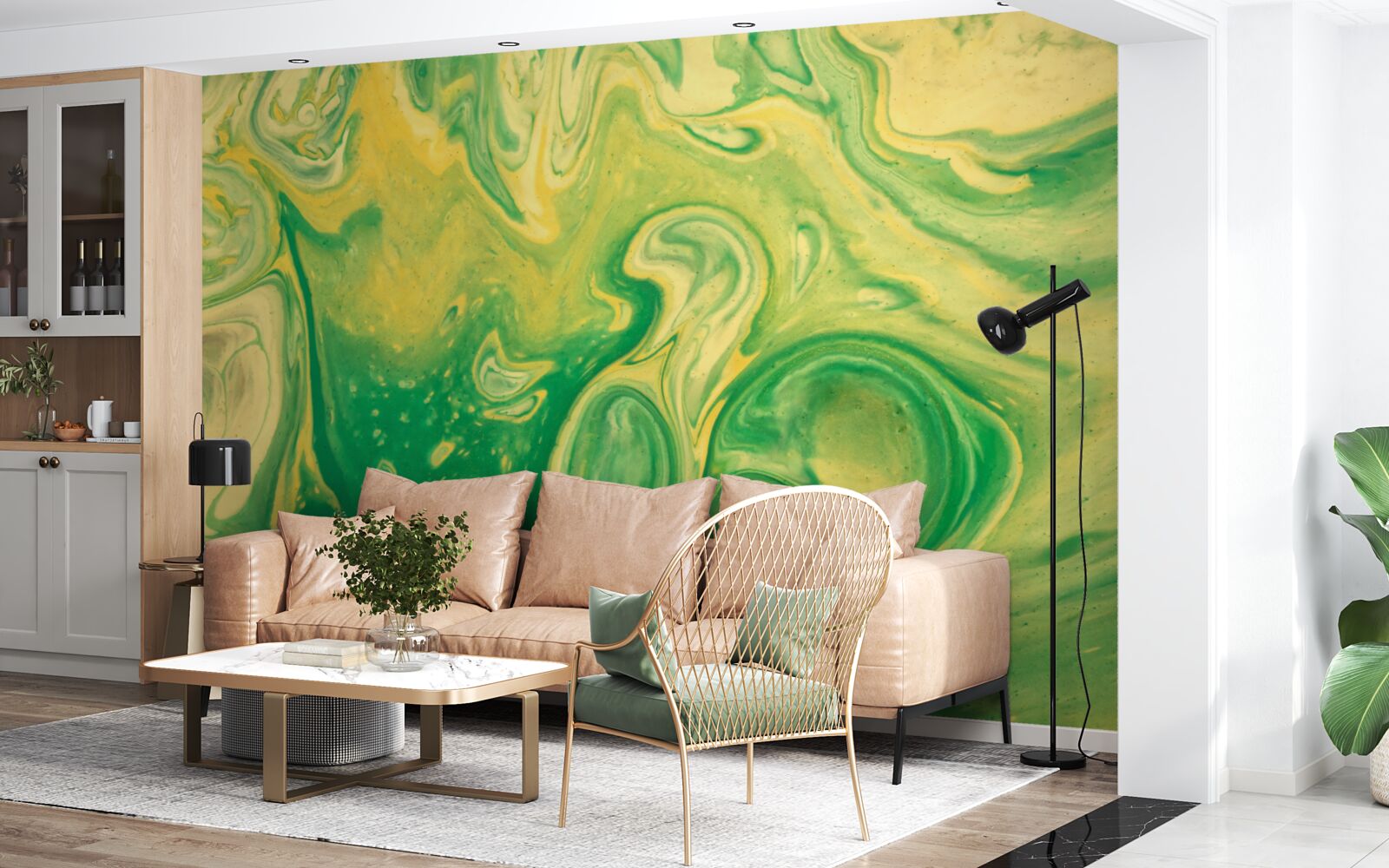 Fototapeta zeleno-žlté škvrny na pozadí