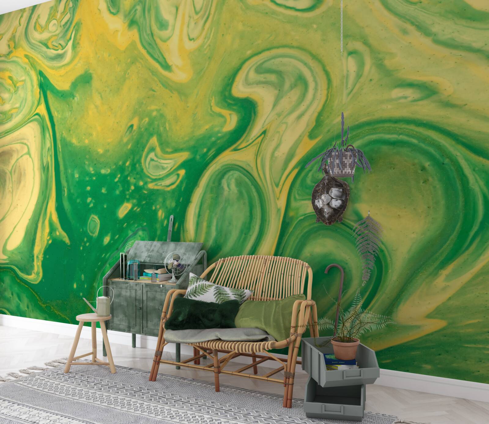 Fototapeta zeleno-žlté škvrny na pozadí