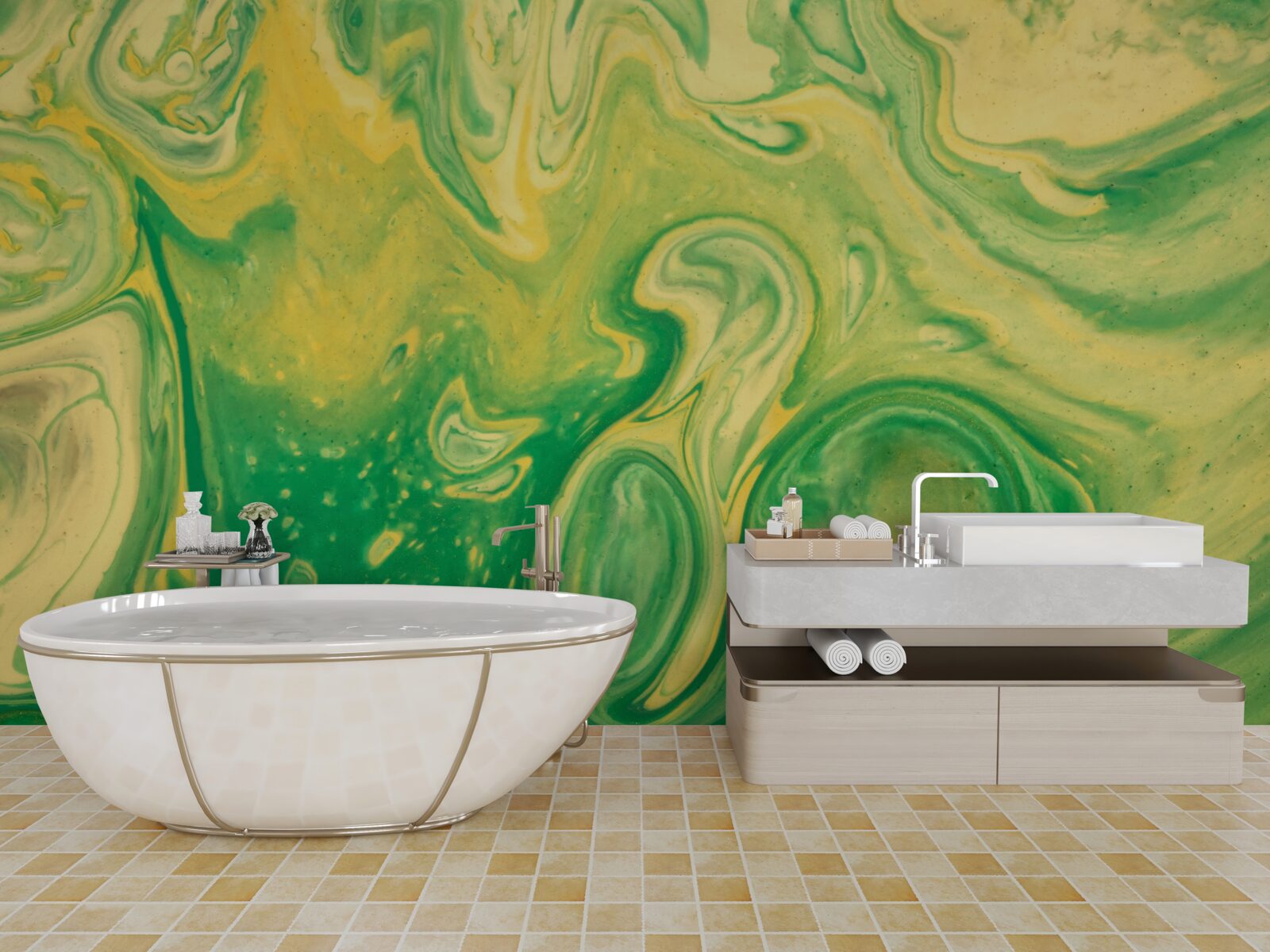 Fototapeta zeleno-žlté škvrny na pozadí