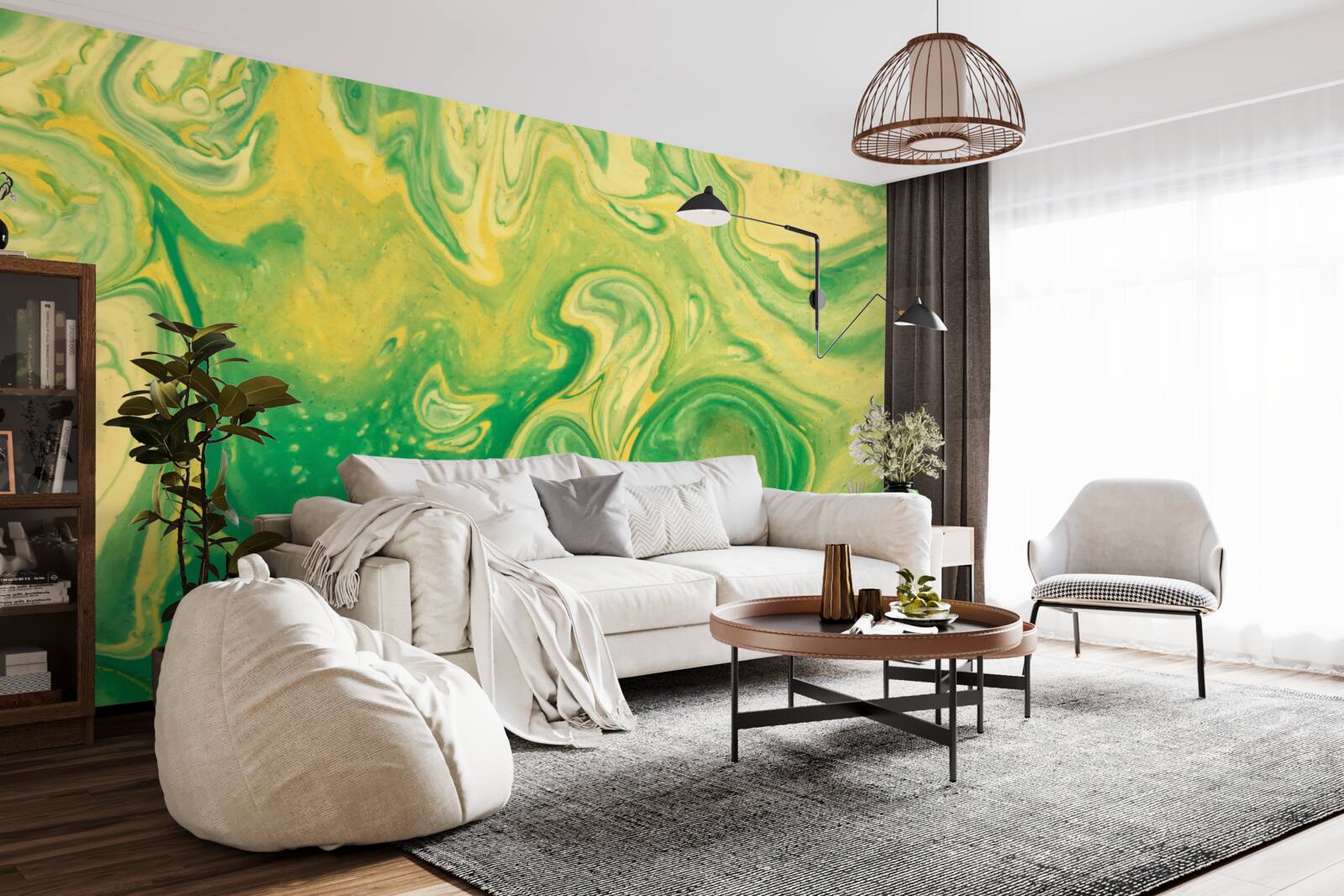 Fototapeta zeleno-žlté škvrny na pozadí