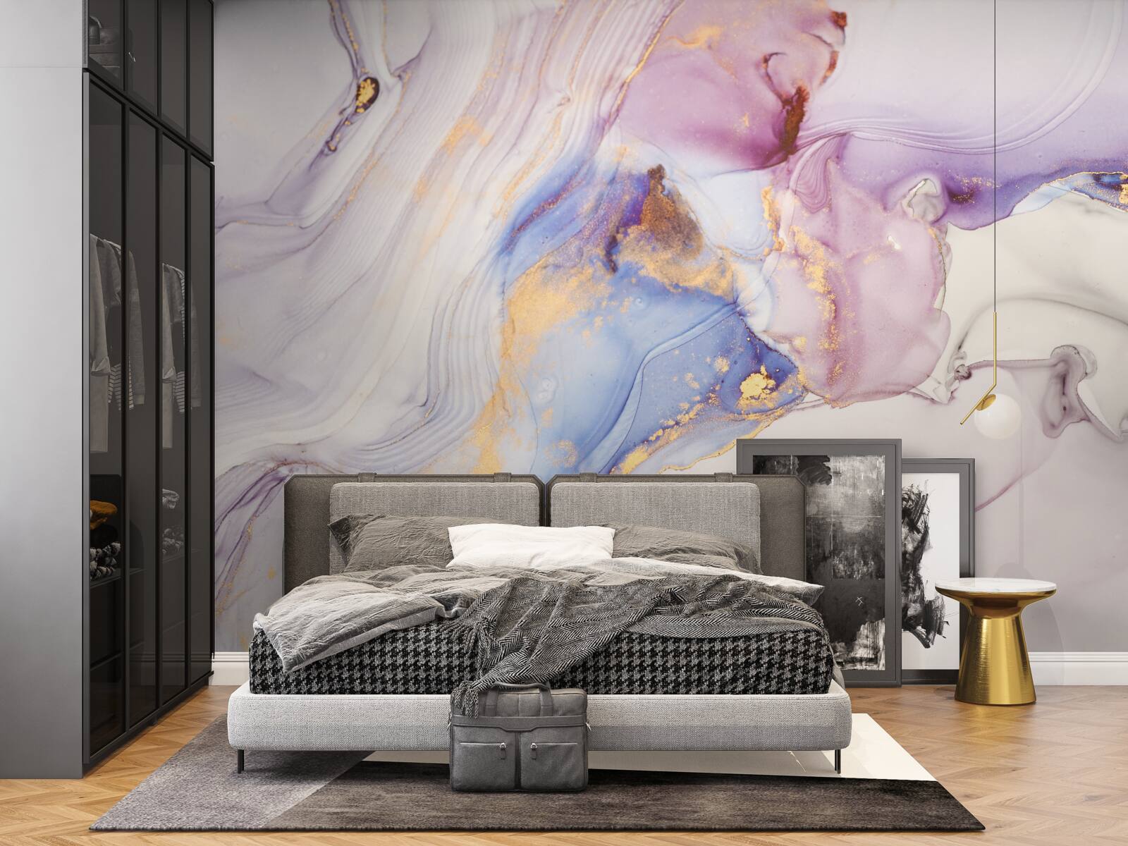 Fototapeta mramorové pozadie s akvarelovým tienidlom na posteľ