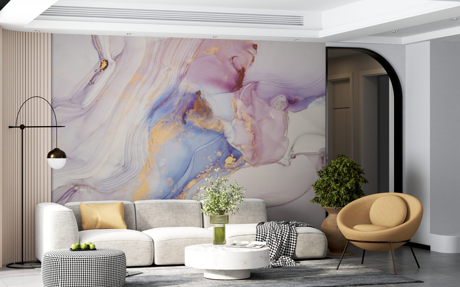 Fototapeta mramorové pozadie s akvarelovým tienidlom na posteľ