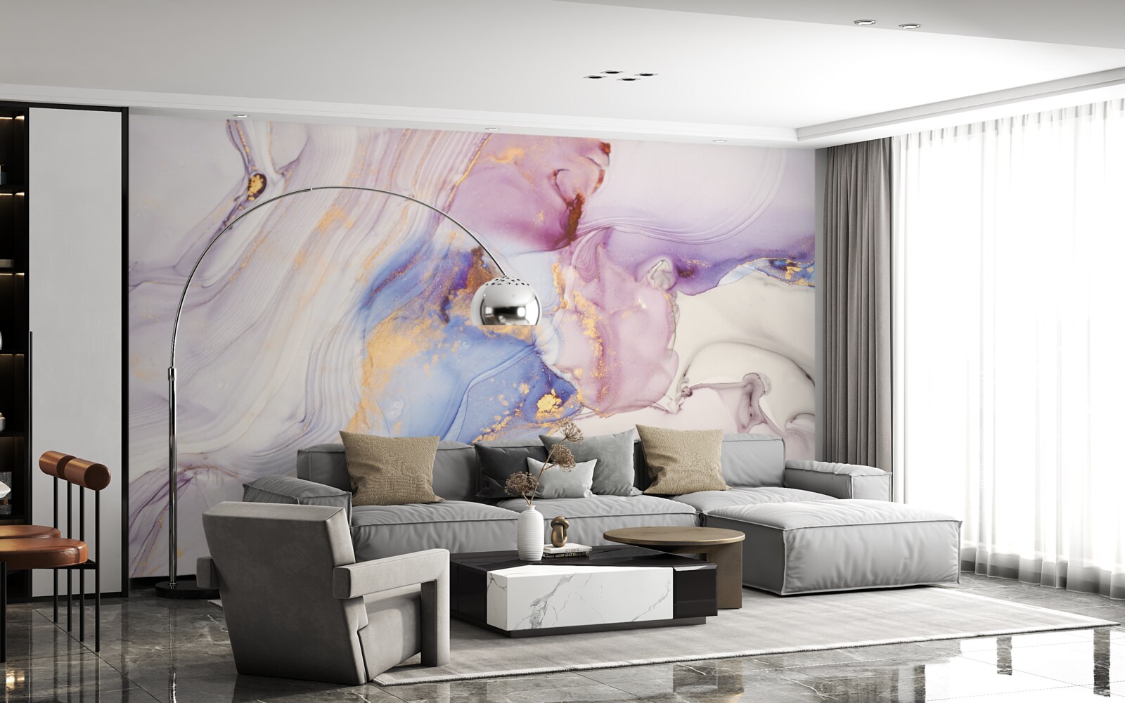 Fototapeta mramorové pozadie s akvarelovým tienidlom na posteľ