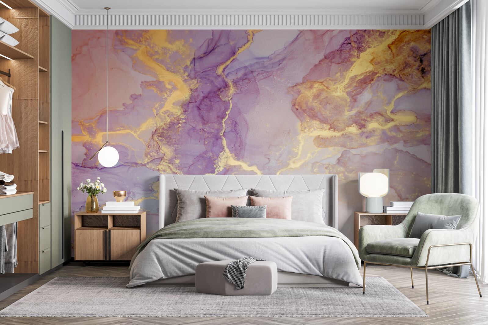 Fototapeta lila tekutina so zlatým odtieňom