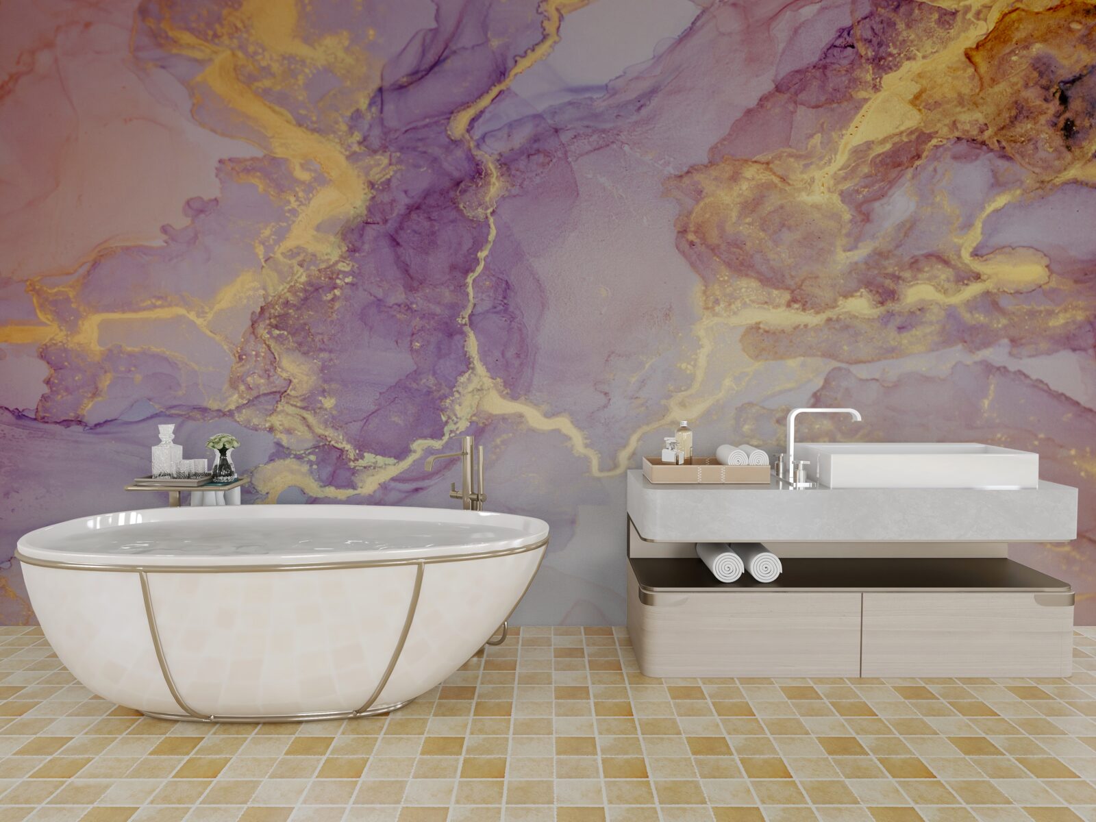 Fototapeta lila tekutina so zlatým odtieňom