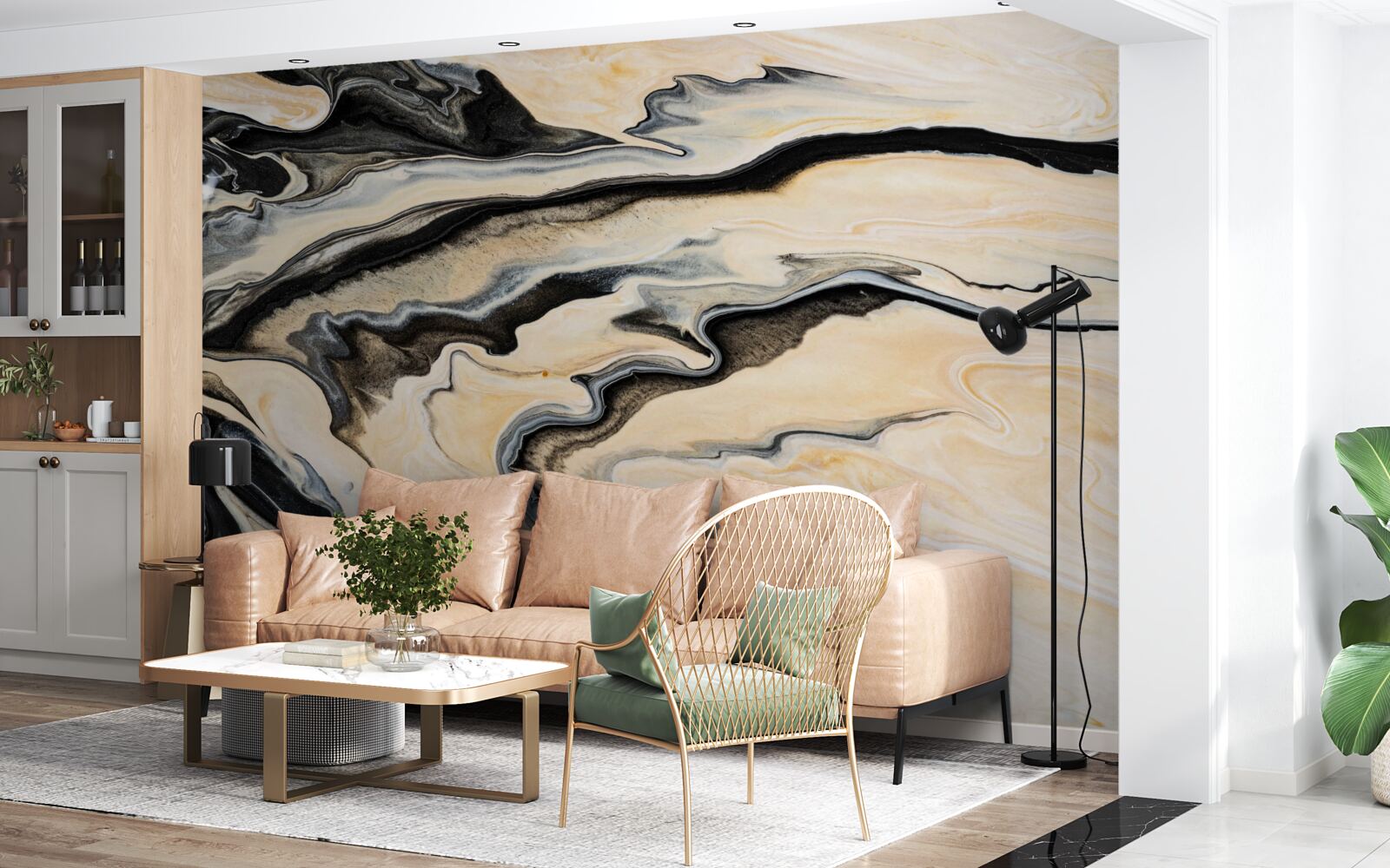 Fototapeta mramorové pozadie v tekutom béžovom odtieni