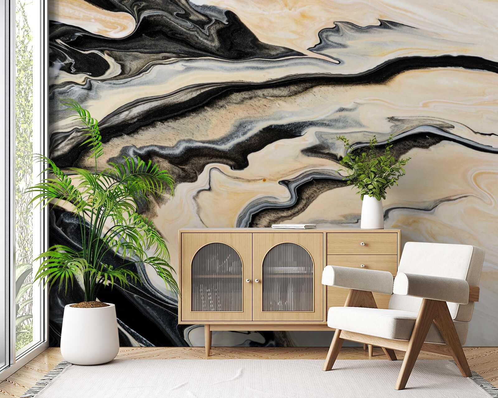 Fototapeta mramorové pozadie v tekutom béžovom odtieni