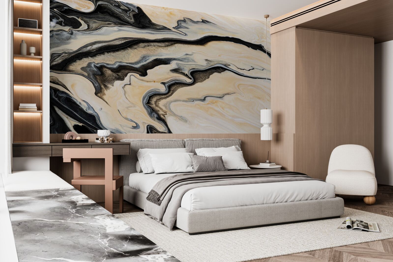 Fototapeta mramorové pozadie v tekutom béžovom odtieni