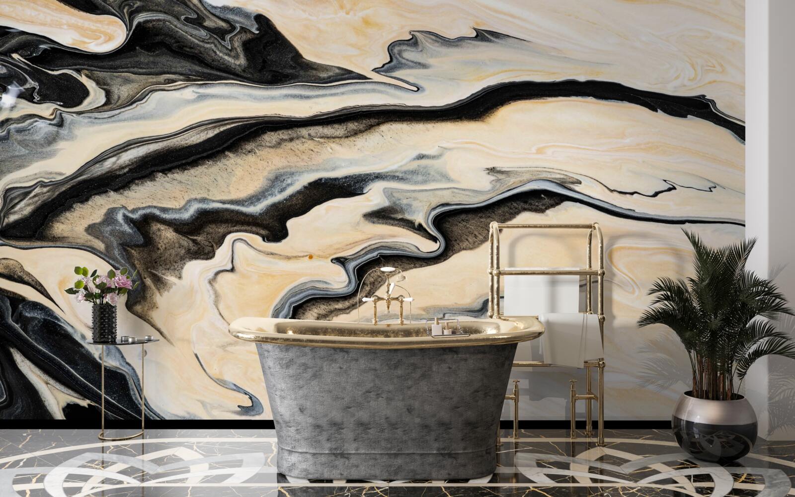 Fototapeta mramorové pozadie v tekutom béžovom odtieni