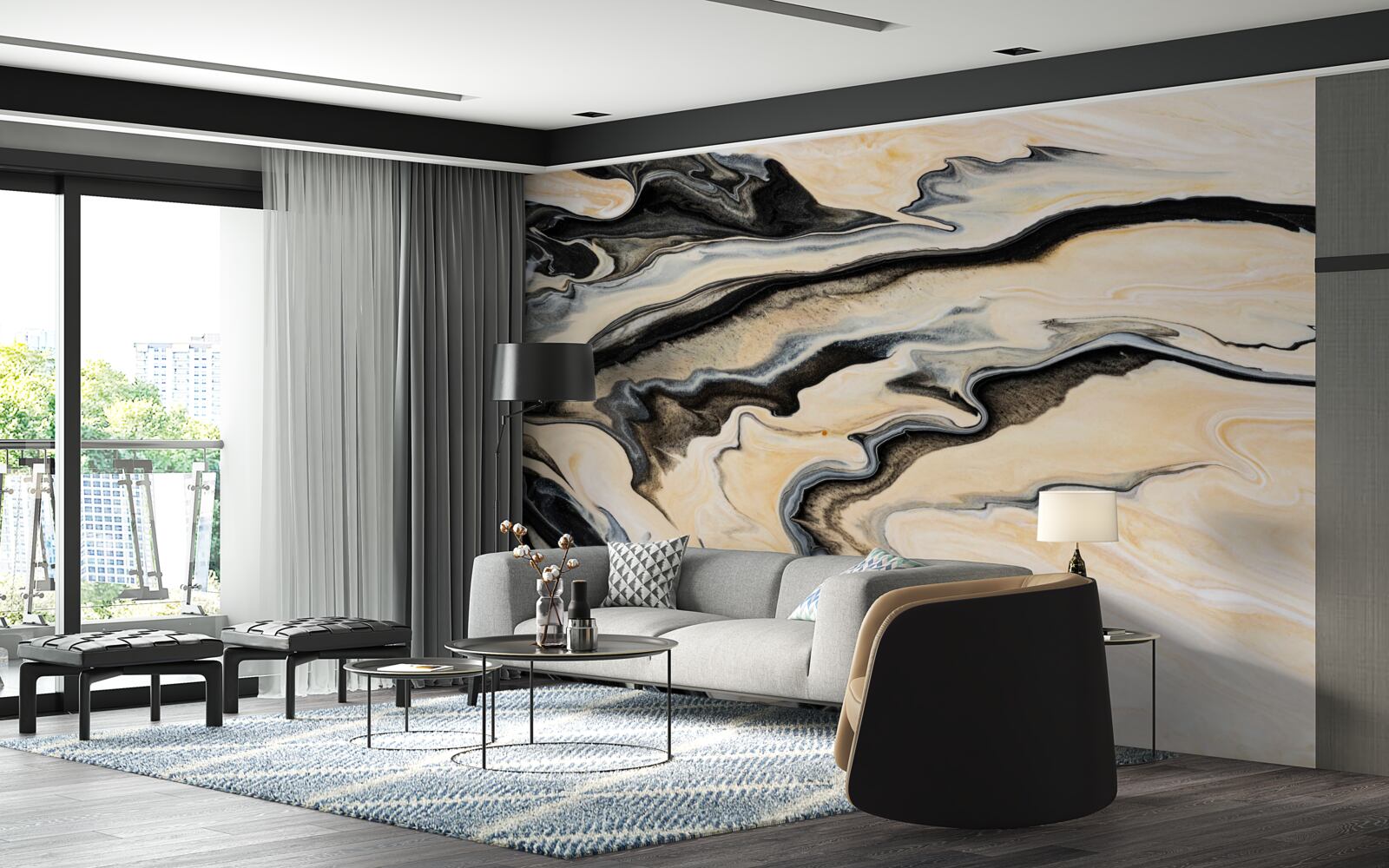 Fototapeta mramorové pozadie v tekutom béžovom odtieni