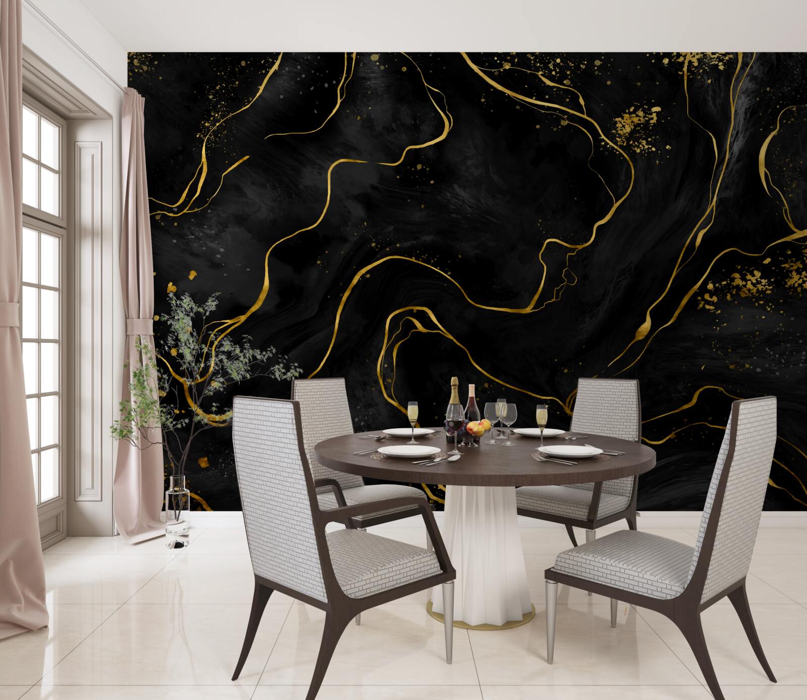 Fototapeta mramorové pozadie v odtieňoch čiernej a zlatej