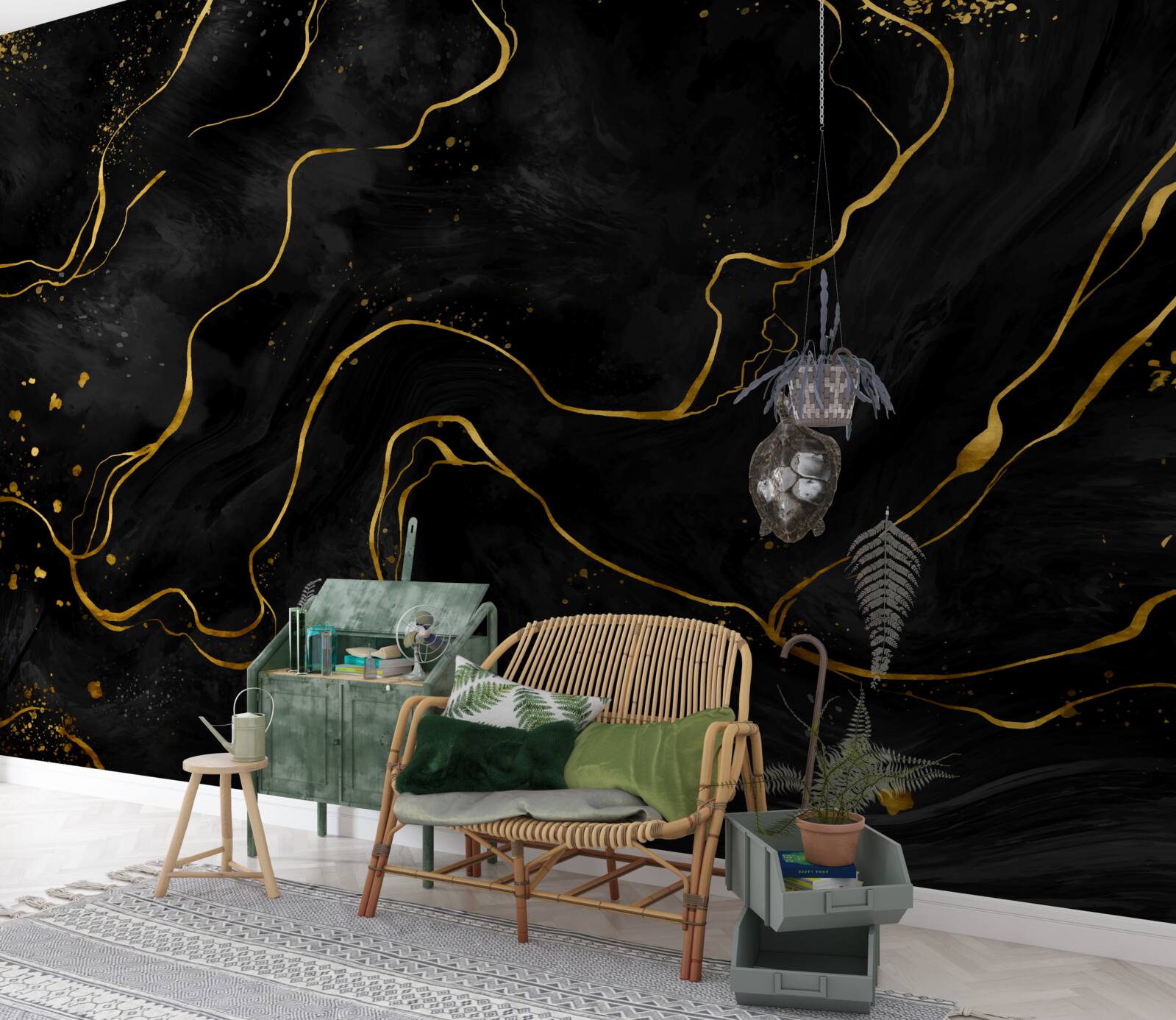 Fototapeta mramorové pozadie v odtieňoch čiernej a zlatej