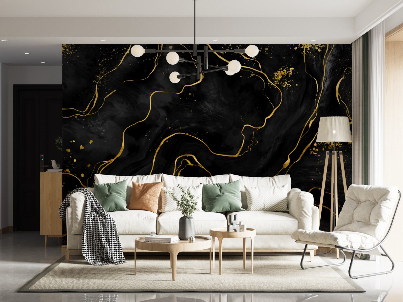 Fototapeta mramorové pozadie v odtieňoch čiernej a zlatej